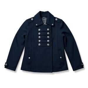 Maurices Women’s Black Military Style Jacket Peacoat Lined Size M GC Dbl Breast